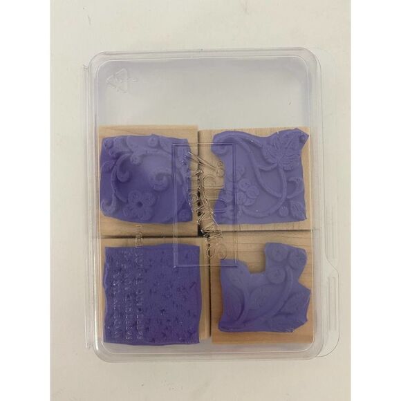 Four vintage stamps for scrapbooking, card making, and crafts - Ivy Holly Flower - Picture 2 of 5